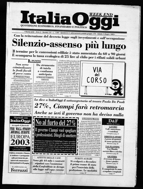 Italia oggi : quotidiano di economia finanza e politica